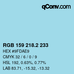 カラーコード: RGB 159 218.2 233 | qconv.com