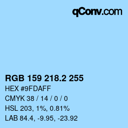 カラーコード: RGB 159 218.2 255 | qconv.com