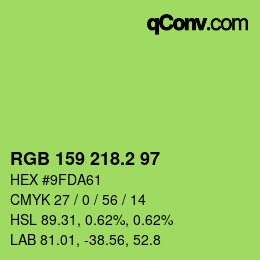 カラーコード: RGB 159 218.2 97 | qconv.com