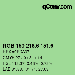 カラーコード: RGB 159 218.6 151.6 | qconv.com