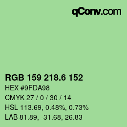 カラーコード: RGB 159 218.6 152 | qconv.com