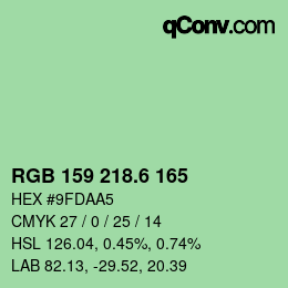 カラーコード: RGB 159 218.6 165 | qconv.com