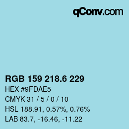 カラーコード: RGB 159 218.6 229 | qconv.com