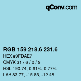 カラーコード: RGB 159 218.6 231.6 | qconv.com