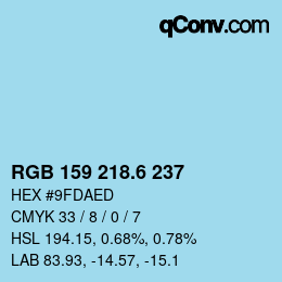 カラーコード: RGB 159 218.6 237 | qconv.com