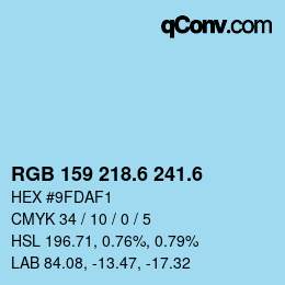 カラーコード: RGB 159 218.6 241.6 | qconv.com