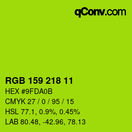 Color code: RGB 159 218 11 | qconv.com