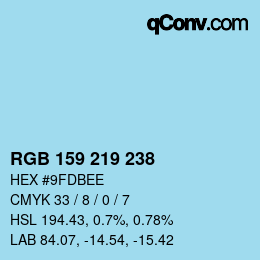 Color code: RGB 159 219 238 | qconv.com