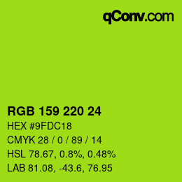 Color code: RGB 159 220 24 | qconv.com