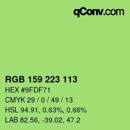 颜色代码: RGB 159 223 113 | qconv.com