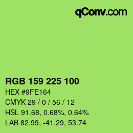 Color code: RGB 159 225 100 | qconv.com