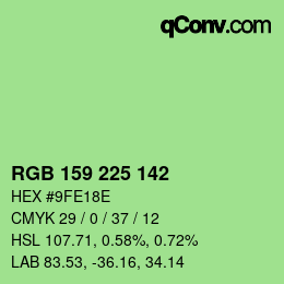 Código de color: RGB 159 225 142 | qconv.com