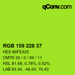カラーコード: RGB 159 228 37 | qconv.com