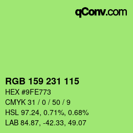 Code couleur: RGB 159 231 115 | qconv.com