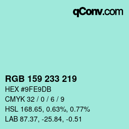 カラーコード: RGB 159 233 219 | qconv.com