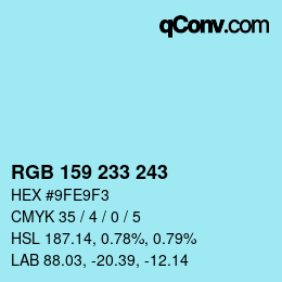 Color code: RGB 159 233 243 | qconv.com