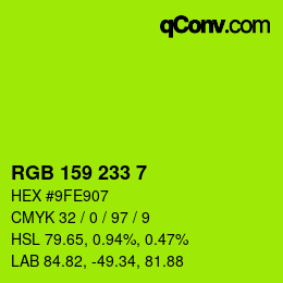 Color code: RGB 159 233 7 | qconv.com