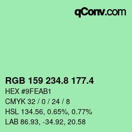 カラーコード: RGB 159 234.8 177.4 | qconv.com