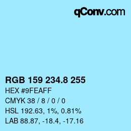 カラーコード: RGB 159 234.8 255 | qconv.com
