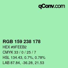 Color code: RGB 159 238 178 | qconv.com