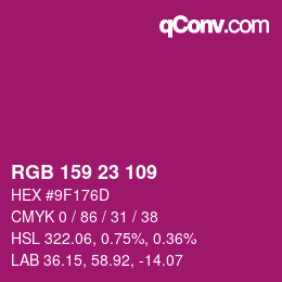 Color code: RGB 159 23 109 | qconv.com