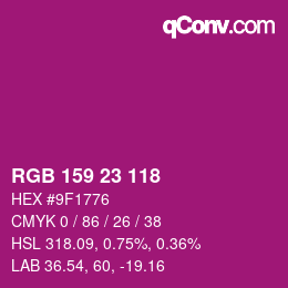 カラーコード: RGB 159 23 118 | qconv.com