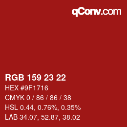 Color code: RGB 159 23 22 | qconv.com