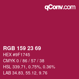 Color code: RGB 159 23 69 | qconv.com