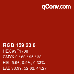 Color code: RGB 159 23 8 | qconv.com