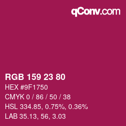 Color code: RGB 159 23 80 | qconv.com
