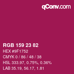 カラーコード: RGB 159 23 82 | qconv.com