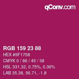 カラーコード: RGB 159 23 88 | qconv.com
