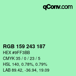 Color code: RGB 159 243 187 | qconv.com