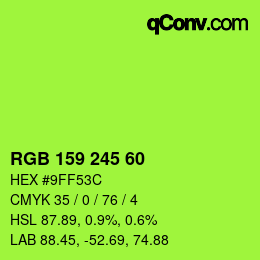 カラーコード: RGB 159 245 60 | qconv.com