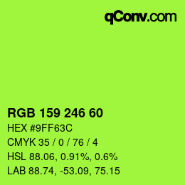 Color code: RGB 159 246 60 | qconv.com