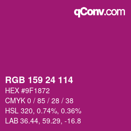 颜色代码: RGB 159 24 114 | qconv.com
