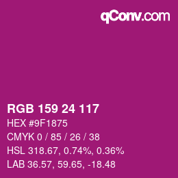 颜色代码: RGB 159 24 117 | qconv.com