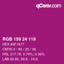 颜色代码: RGB 159 24 119 | qconv.com