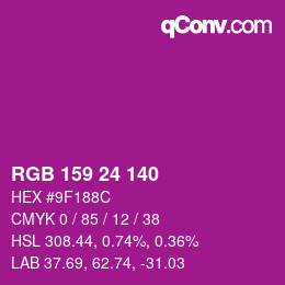 颜色代码: RGB 159 24 140 | qconv.com