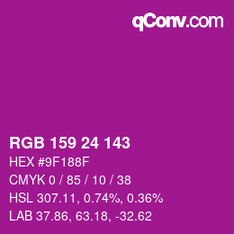 カラーコード: RGB 159 24 143 | qconv.com