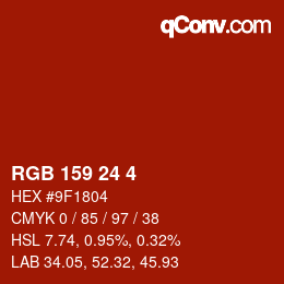 Color code: RGB 159 24 4 | qconv.com