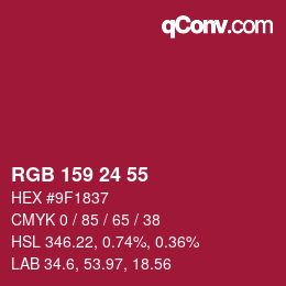 カラーコード: RGB 159 24 55 | qconv.com