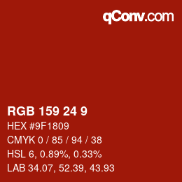 カラーコード: RGB 159 24 9 | qconv.com