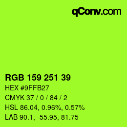 カラーコード: RGB 159 251 39 | qconv.com