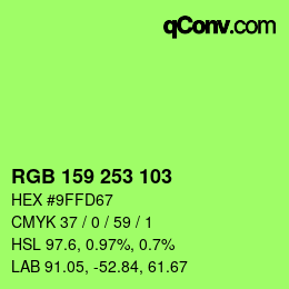カラーコード: RGB 159 253 103 | qconv.com