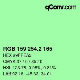 カラーコード: RGB 159 254.2 165 | qconv.com