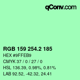 カラーコード: RGB 159 254.2 185 | qconv.com