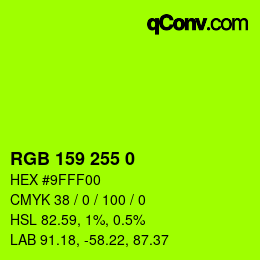 Color code: RGB 159 255 0 | qconv.com