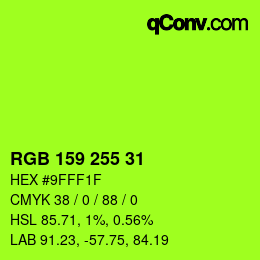 颜色代码: RGB 159 255 31 | qconv.com