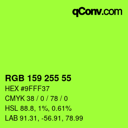 カラーコード: RGB 159 255 55 | qconv.com